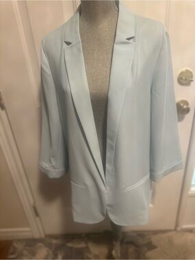 Reitmans Pale Blue Open-Front Blazer